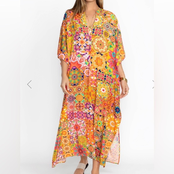 NWT Johnny Was|| KALEIDA KAFTAN, S/M, Rainbow Boho, MSRP $298, Cover up - Picture 1 of 9